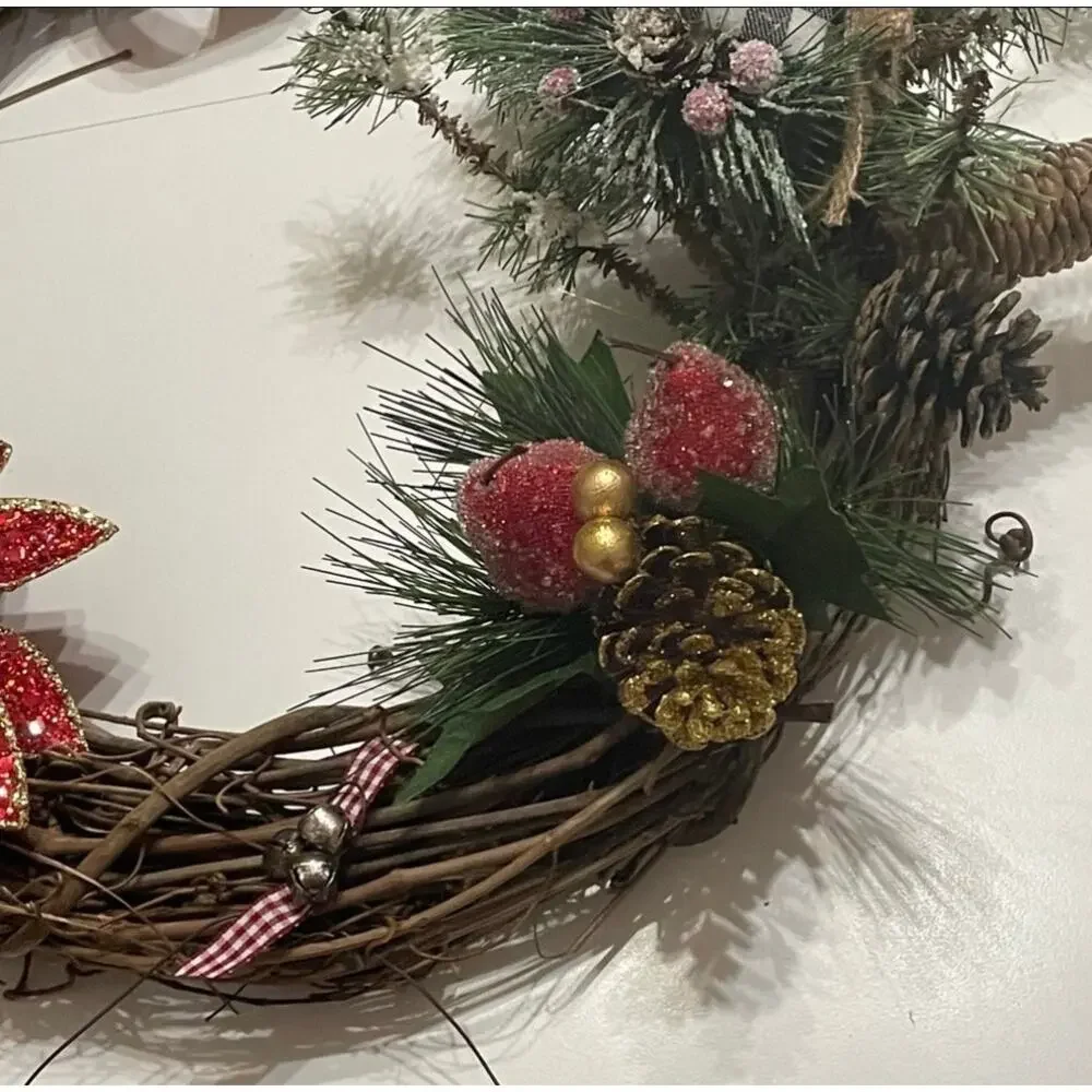 Christmas Owl Buffalo Plaid Grapevine Wreath 16